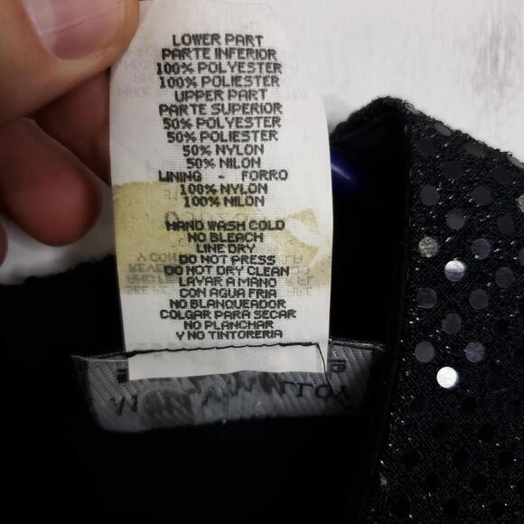 Molly Malloy Dress Womens 10 Petite Sequin Bow Waist Short Sleeves Modest - Picture 8 of 11